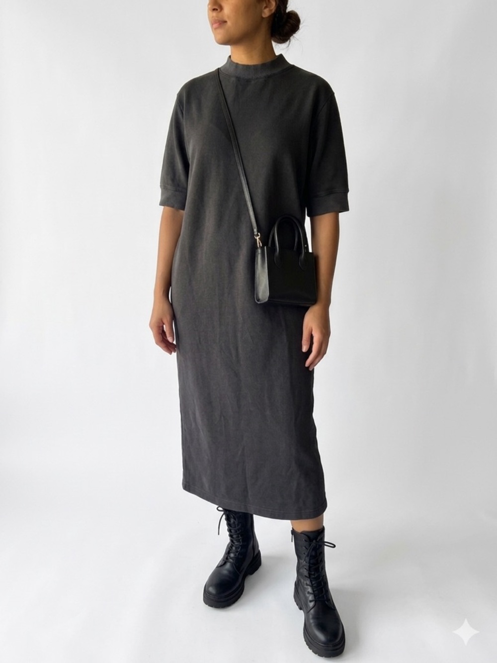 Zara Charcoal Black Midi T-Shirt Dress – Size L